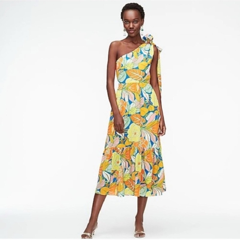J.Crew one-shoulder silk midi dress in a tropical floral print - Picture 16 of 17